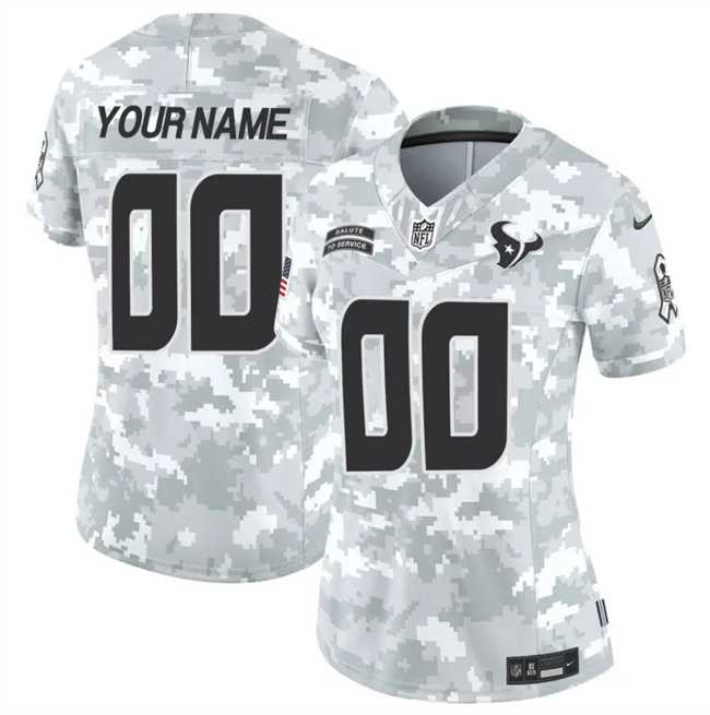 Womens Houston Texans Active Player Custom 2024 F.U.S.E Arctic Camo Salute To Service Limited Stitched Football Jersey(Run Small)->customized nfl jersey->Custom Jersey